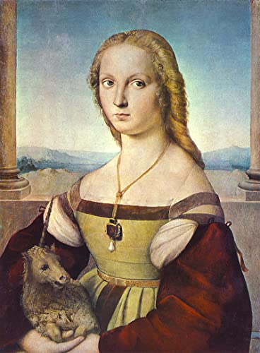 Biller Antik Die Dame mit dem Einhorn Raffael Maria Mona Lisa Licht Himmel H A3 0471 von Biller Antik