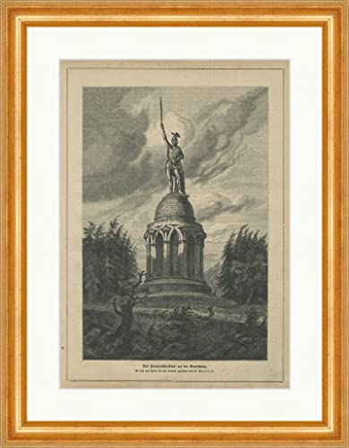 Biller Antik Hermannsdenkmal an der Grotenburg Mannfeld Teutoburger Holzstich E 23888 Gerahmt von Biller Antik