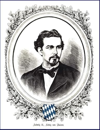 Biller Antik König Ludwig II. seltenes schwarz-weiß-Porträt Bayern Ludwig & Sisi A3 06 von Biller Antik