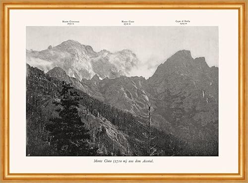 Biller Antik Monte Cinto aus dem Ascotal Korsika Cintomassiv Alpinismus A2 0162 Gerahmt von Biller Antik