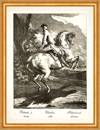 Biller Antik Palotaden rechts Reiten Kupferstich Johann Elias Ridinger 035 Gerahmt von Biller Antik