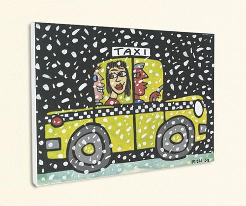 Biller Antik Snowwhere Bound Taxi Schnee Gelb Flocken Kunstdruck Rizzi Platte 86 von Biller Antik