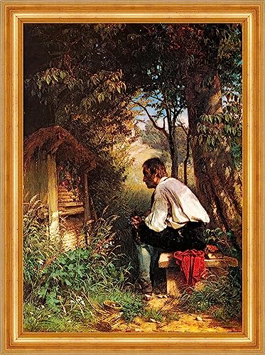 Der Bienenfreund Hans Thoma Imker Bienenstock Natur Bienen H A4 0098 Gerahmt von Biller Antik