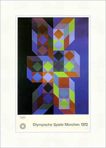 Olympische Spiele München 1972 Poster Victor Vasarely Kunstdruck Plakatwelt 675 von Biller Antik