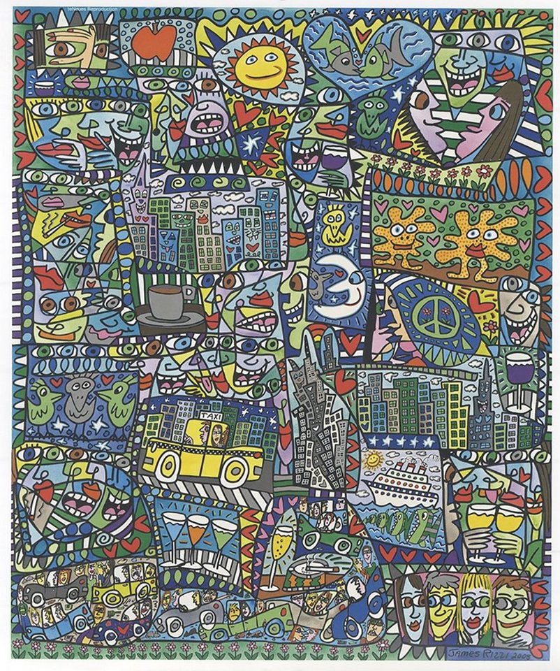 BillerAntik Kunstdruck As busy as a Rizzi can get Auge Mund Glas Taxi Poster Plakat Rizzi 76, (1 St) von BillerAntik