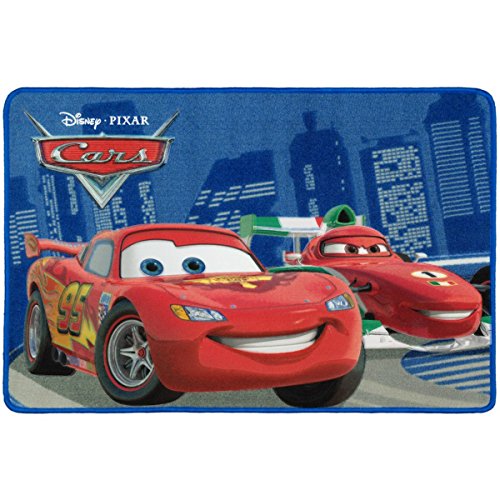 BilligerLuxus Kinderteppich Cars 2 McQueen vs Francesco rot blau von BilligerLuxus