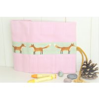Waldorfmäppchen, Rollmäppchen, Waldorf "Fuchs Gold Auf Rosa" Für 17 Stifte Und 13 Blöckchen, Geschenk , Einschulung von Billinchen
