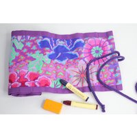 Waldorfmäppchen, Waldorf, Rollmäppchen "Big Flowers Lila" Für 17 Stifte Und 13 Blöckchen, Geschenk , Einschulung von Billinchen