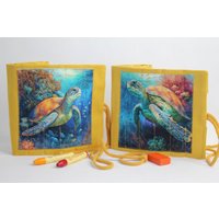 Waldorfmäppchen, Waldorf, Rollmäppchen "Colourful Turtle Gold" Für 17 Stifte Und 13 Blöckchen, Geschenk , Einschulung von Billinchen