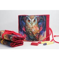 Waldorfmäppchen, Waldorf, Rollmäppchen "Eulen Rot" Für 17 Stifte Und 13 Blöckchen, Geschenk , Einschulung von Billinchen
