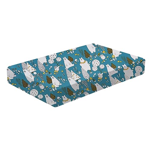 Baby Spannbettlaken 70 x 140 cm, 1 Pack Weiches und atmungsaktives Spannbettlaken aus 100% Baumwolle für Jungenbett und Kinderbett (Bären, Eulen) von Billion Xin