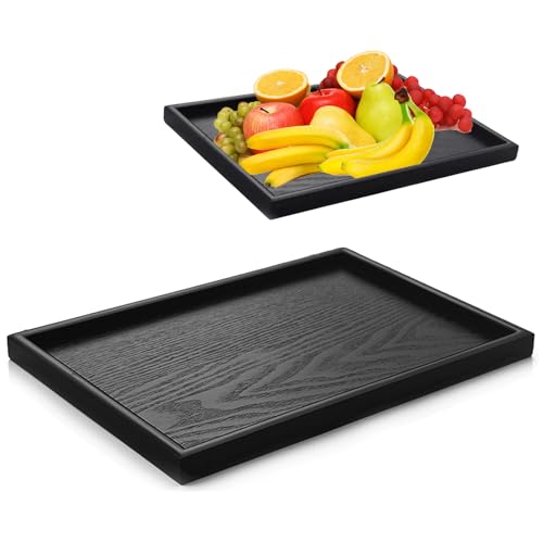 32x20x2cm Holz Tablett Rechteckig Groß Natürlichem Serviertablett Rutschfestes Anti-Bakteriell Anti-Schimmel Küchentablett für Speisen, Getränke von Billowvolve