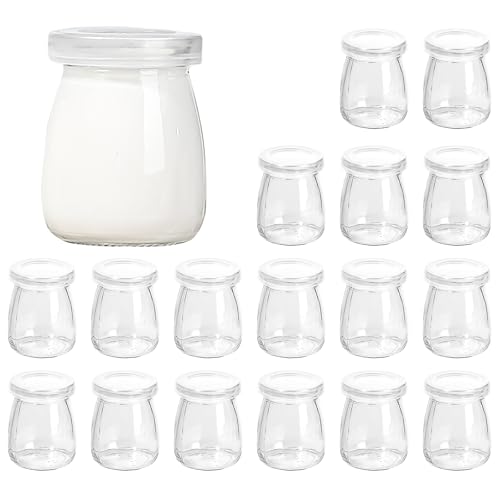 Billowvolve 18 Stück 200 ml Durchsichtige Joghurtgläser with Lid Nachtisch Gläser Dessertgläser Puddingglas Marmeladengläser für Honig Desserts Kerzen von Billowvolve