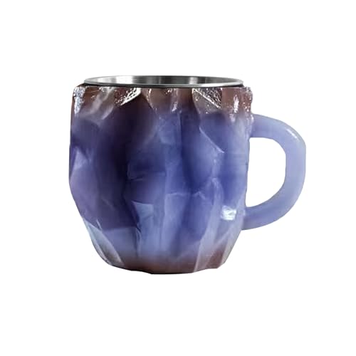 Neue Mineralkristall Kaffee Becher Natürlicher Mineral Kristall Tassen Crystal Kaffeetasse Coffee kristalle Mug Für Milchtee, Heiße Schokolade (Lila) von Billowvolve
