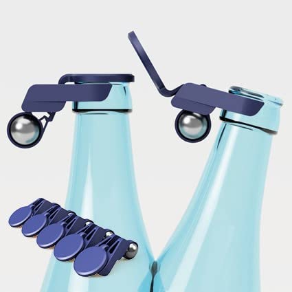 BILLY the Clip Flaschenverschluss - das ORIGINAL (patentiert) - Smarter & automatischer Flaschendeckel - Bierflaschenverschluss - Wiederverwendbarer Flaschen Verschluss mit Insektenschutz 5x (Blau) von Billy the Clip
