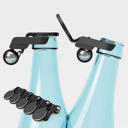 BILLY the Clip Flaschenverschluss - das ORIGINAL (patentiert) - Smarter & automatischer Flaschendeckel - Bierflaschenverschluss - Wiederverwendbarer Flaschen Verschluss mit Insektenschutz 5x (Schwarz) von Billy the Clip