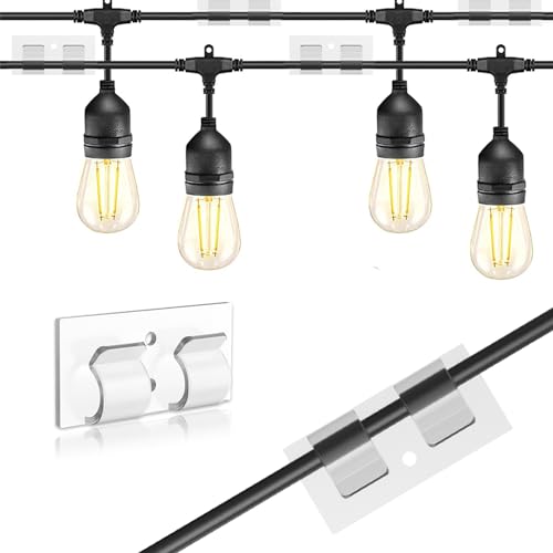 30 Stück Kabelhalter, Outdoor Kabel Clips Kabelführung Organizer Kabelclips Selbstklebend Kabelklemmen Kabelmanagement Dekoration Haken Draht Halter für Kabelbefestigung Lichterkette - Transparent von BillyBath