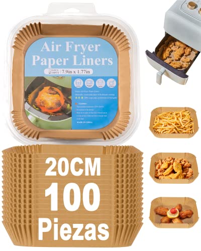 Backpapier für Heißluftfritteuse, 100 Stück Backpapier Airfryer Antihaft-Einweg Pergamentpapier, Ölfest, Wasserdicht für Heißluftfritteuse, Dampfgarer, Mikrowelle(20cm) von BillyBath