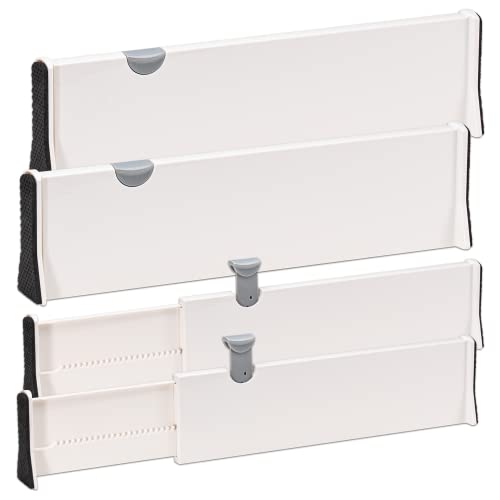 Schubladen Ordnungssystem Schubladentrenner Verstellbar Schubladenteiler Schubladen Trennsystem Küche Schubladenteiler Organizers für Küche Badezimmer Schlafzimmer Kommode 38-54cm 4er-Set Weiß von BillyBath