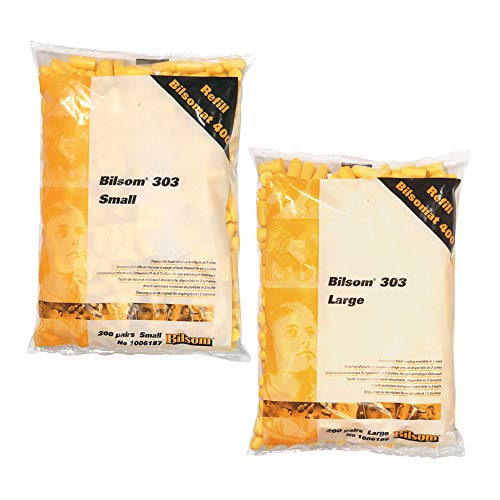 Howard Leight by Honeywell Bilsom 303L Schaumstoff-Ohrstöpsel zum Einmalgebrauch, Gelb, Kugelform, ohne Kabel, SNR 33 dB, Größe L, 1006186 (Nachfüllpackung mit 200 Paar) von Honeywell