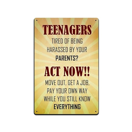 Metall-Blechschild im Retro-Stil, 20,3 x 30,5 cm, Teenager, Act Now Move Out, Get A Job Pay Your Own Way While You Still Know Teenager, Kinder, Schlafzimmer, Wand, Tür, Dekoration, Blechschilder Metall-Blechschild im Retro-Stil, 20,3 x 30,5 cm, Teenager, Act Now Move Out, Get A Job Pay Your Own Way While You Still Know Teenager, Kinder, Schlafzimmer, Wand, Tür, Dekoration, Blechschilder von Biltion