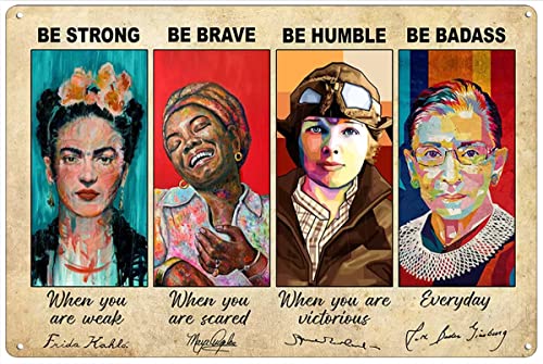 Retro-Metall-Blechschild, 20,3 x 30,5 cm, berühmtes feministisches Poster, "Be Strong Be Brave Be Humble Be Badass", weibliches Empowerment-Poster, Frauen-Rechts-Wanddekoration, Heimdekoration Retro-Metall-Blechschild, 20,3 x 30,5 cm, berühmtes feministisches Poster, "Be Strong Be Brave Be Humble Be Badass", weibliches Empowerment-Poster, Frauen-Rechts-Wanddekoration, Heimdekoration von Biltion