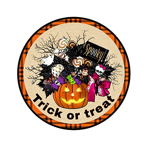 Retro Metall-Blechschild 30,5 x 30,5 cm Trick or Treat rundes Kranzschild, Halloween-Kranzschild, Kürbiskranz-Schild, Kranzbefestigung, rundes Blechschild, Heimdekoration, Kunstposter, Metallschild Retro Metall-Blechschild 30,5 x 30,5 cm Trick or Treat rundes Kranzschild, Halloween-Kranzschild, Kürbiskranz-Schild, Kranzbefestigung, rundes Blechschild, Heimdekoration, Kunstposter, Metallschild von Biltion