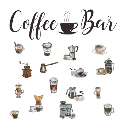 Biluer 1PCS Kaffee Wandaufkleber Wandtattoo Coffee Selbstklebend DIY Wandsticker Küche mit 1PCS Kaffee Buchstaben Wandtattoo für Küche Esszimmer Wohnzimmer Restaurant Büro Cafés Wanddeko von Biluer