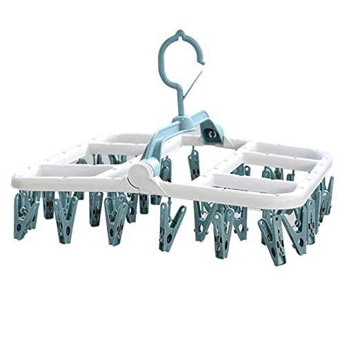 Biluer Sockentrockner Waschestander, 1PCS Clips Waschestander mit 40 Clips Socken Kleiderbugel Falten Trockengestell Socken fur Unterwasche Babykleidung Kleine Wascheartikel(Weiß+Blau) von Biluer
