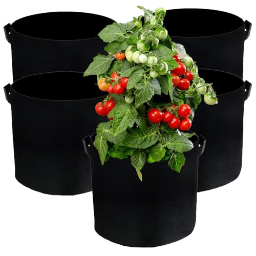 Biluer Stofftopf 11L,5 PCS Kartoffel Pflanzsack Pflanzsack Tomatentopf Pflanzsäcke Stofftopf von Biluer