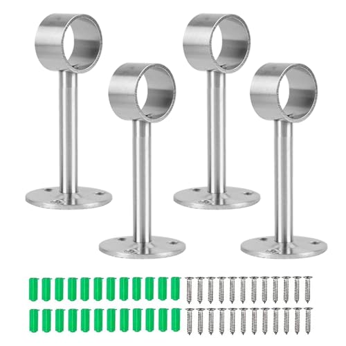 Gardinenstange Halterung,Biluer 4PCS 32mm Edelstahl Rundrohr-Halterung Halterung fur Die Vorhangstange Kleiderschrank Stangenhalter Fur Kleiderschrank Schrankrohr Zum Aufhangen(4*32mm) von Biluer
