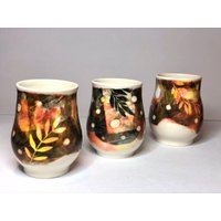 Handgemachte Porzellan Tasse Gelli Plate Print Keramik, 325 Ml Handgemachte Porzellan Tasse Gelli Plate Print Keramik, 325 Ml von BilyanaArtCeramic