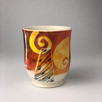 Orange/Rote Porzellan Teetasse., Porzellan Tasse, Einzigartige Kaffee/Tee Tasse, Keramik Tasse. Geschirr, Küchenkeramik von BilyanaArtCeramic