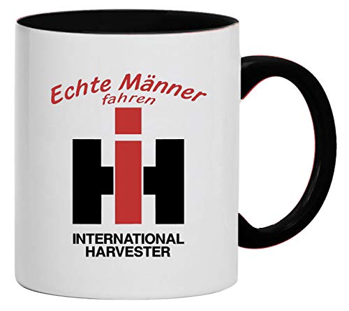 Echte Männer fahren IHC International Harvester Tasse Kaffeebecher Keramik, 330 ml Inhalt | Weiß/Schwarz von Bimaxx