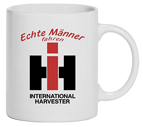 Echte Männer fahren IHC International Harvester Tasse Kaffeebecher Keramik, 330 ml Inhalt | Weiß von Bimaxx