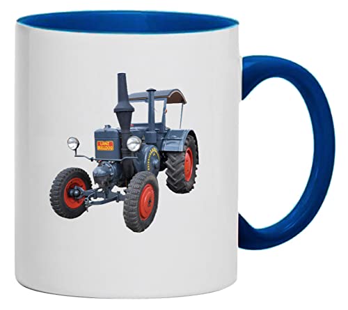 Kaffee Tasse Lanz Bulldog Abbildung Typ D 9506 | weiß/blau von Bimaxx