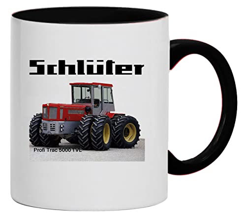 Kaffee Tasse Schlüter - Profi Trac 5000 TVL Schlepper Traktor Trecker 330 ml | Weiß/Schwarz von Bimaxx
