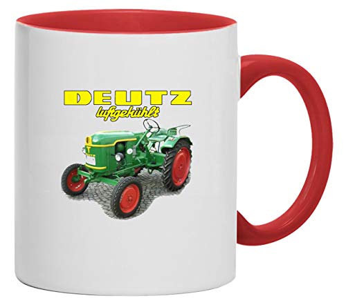Bimaxx Deutz Luftgekühlt D 25 Tasse Kaffeebecher Keramik, 330 ml Inhalt | Weiß/Rot Bimaxx Deutz Luftgekühlt D 25 Tasse Kaffeebecher Keramik, 330 ml Inhalt | Weiß/Rot von Bimaxx
