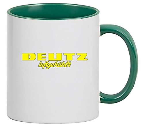 Deutz Luftgekühlt Tasse Kaffeebecher Keramik, 330 ml Inhalt | Weiß/Grün von Bimaxx