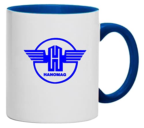 Hanomag Tasse Kaffeebecher Keramik, 330 ml Inhalt | Weiß/Blau von Bimaxx