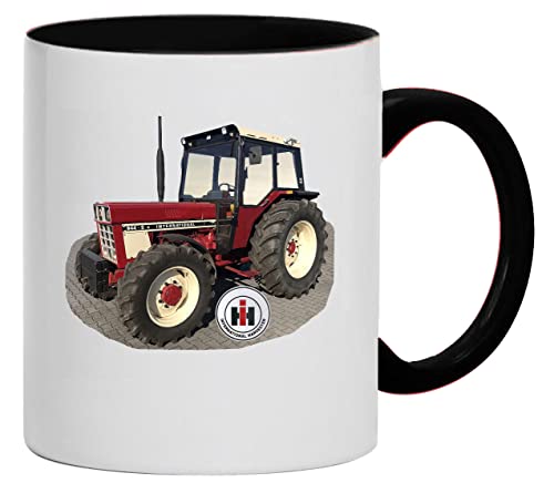 IHC Harvester 844-S Traktor Abbildung Tasse Kaffeebecher Keramik, 330 ml Inhalt | Weiß/Schwarz von Bimaxx