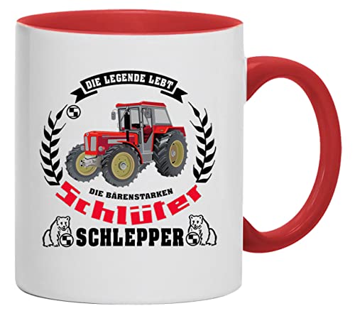 Schlüter - Die Legende lebt Tasse Kaffeebecher Keramik, 330 ml Inhalt | Weiß/Rot von Bimaxx