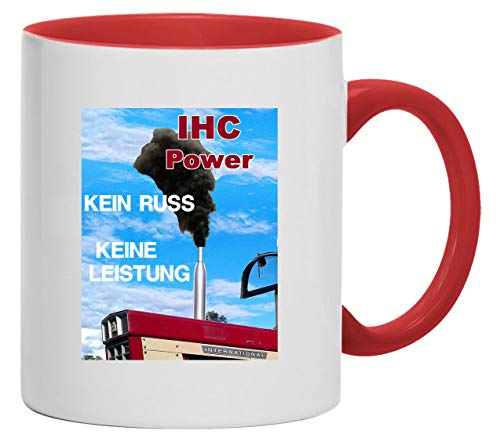 Traktor Tasse | IHC Power | Kein Russ - Keine Leistung | weiß/rot von Bimaxx