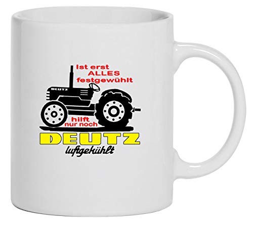 Tasse Ist erst Alles festgewühlt, hilft nur noch Deutz Luftgekühlt | Keramik, 280 ml | Weiß von Bimaxx