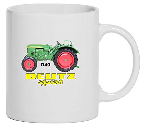 Deutz Luftgekühlt D 40 Tasse Kaffeebecher Keramik, 330 ml Inhalt | Weiß von Bimaxx