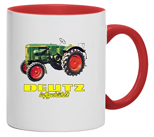 Deutz Luftgekühlt D F3L612 Tasse Kaffeebecher, Keramik, 330 ml | Weiß/Rot von Bimaxx