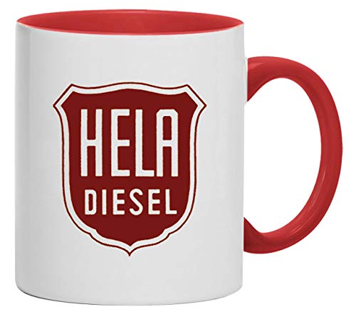 Hela Diesel - Hermann Lanz Aulendorf Tasse Kaffeebecher, Keramik, 330 ml | Weiß/Rot von Bimaxx