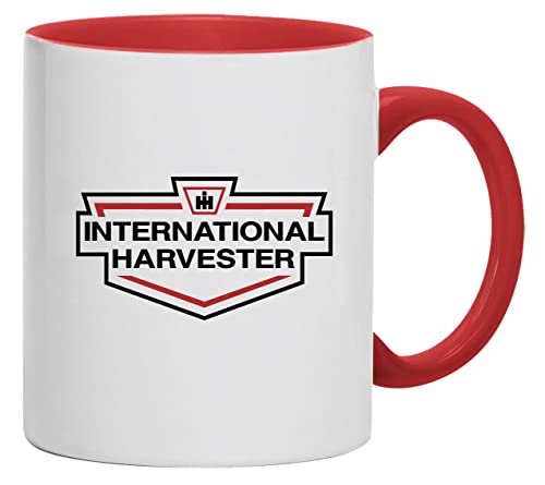 IHC International Harvester Schlepper-Logo Tasse Kaffeebecher Keramik, 330 ml Inhalt | Weiß/Rot von Bimaxx