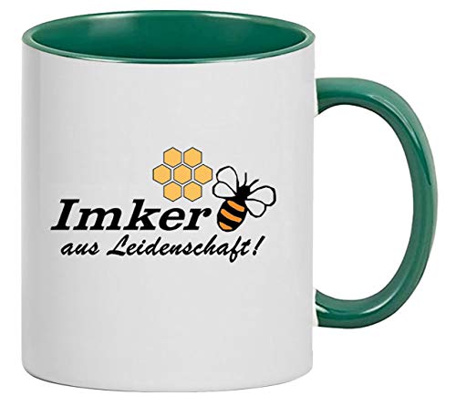Imker aus Leidenschaft Tasse Kaffeebecher Haferl, Keramik, 330 ml | Weiß/Grün Imker aus Leidenschaft Tasse Kaffeebecher Haferl, Keramik, 330 ml | Weiß/Grün von Bimaxx
