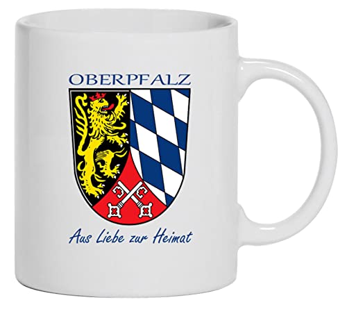 Kaffeehaferl Wappen Oberpfalz - Aus Liebe zur Heimat Tasse Kaffeebecher Keramik, 330 ml Inhalt | Weiß von Bimaxx